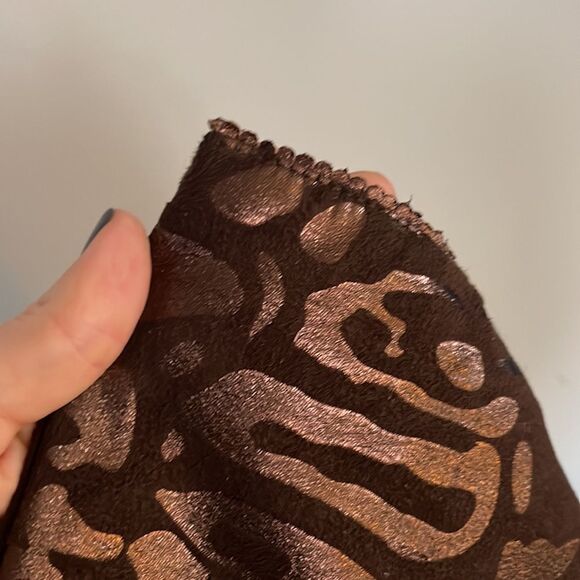 CARLOS FALCI Metallic Bronze Leopard print suede tote - Picture 7 of 8